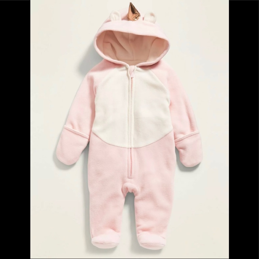 Old Navy Performance Fleece Unicorn OnePiece 6-12M